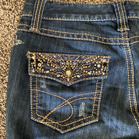INC International Concepts 6 Jeans Curvy Fit Boot Cut Stretch Rhinestone Denim - Picture 5 of 7